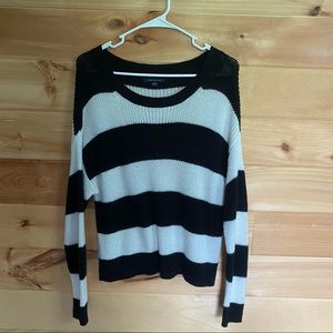 black and white striped loose sweater
